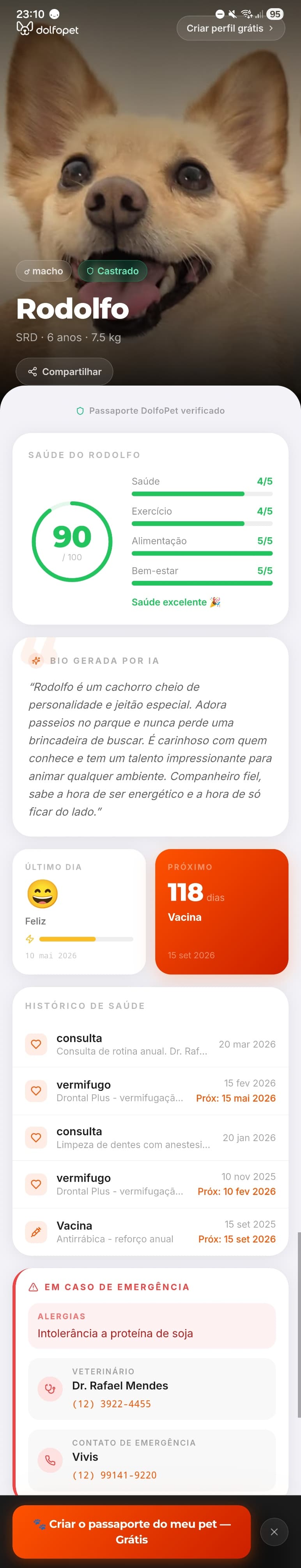 Passaporte digital público do Rodolfo